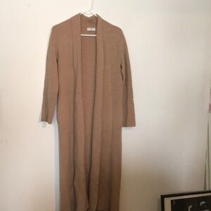 Aritzia BABATON S WOOL Long Cardigan Duster Camel Beige